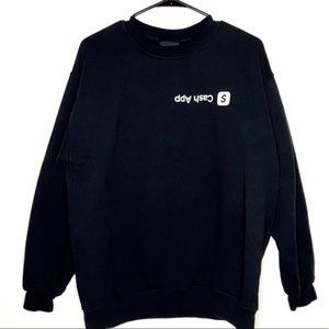 Black Cash App Crew Graphic Pullover Sweatshirt L